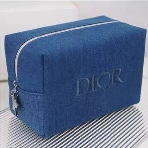 CD Christian Dior “Dior” Logo Denim Pouch Cosmetic Bag NWT